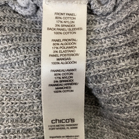 Zenergy Chicos Zip Sweater Gray Knitted Arms 2 - Picture 10 of 12
